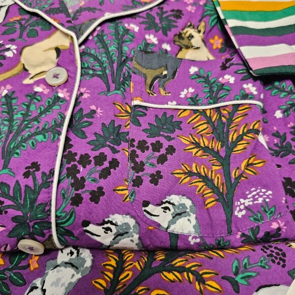 W Tag Anthropologie Print Fresh Purple Violet Dogs Poddle PJ Pajama Set Womens S - Picture 4 of 16